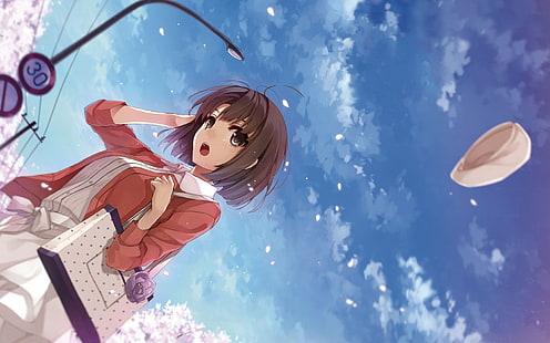 gadis anime, anime, langit, awan, Saenai Heroine no Sodatekata, topi, Kato Megumi, tanda, Wallpaper HD HD wallpaper