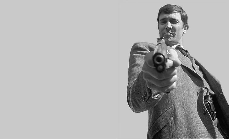 James Bond, george  lazenby, On Her Majesty's Secret Service, monochrome, movies, HD wallpaper