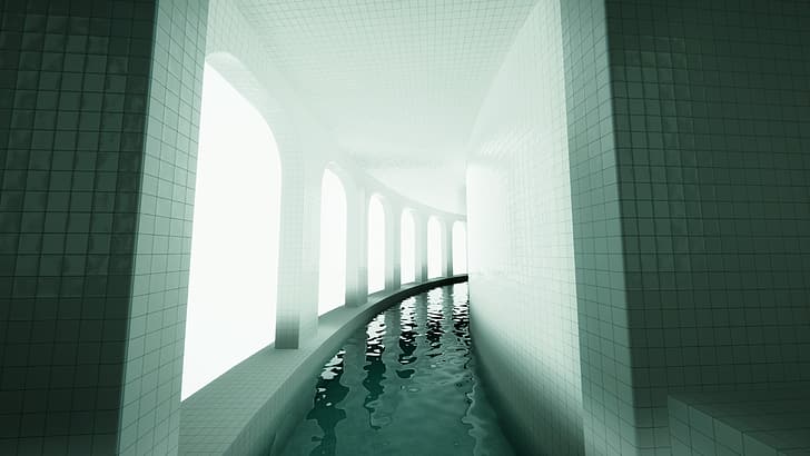 liminal, pools, poolrooms, HD wallpaper