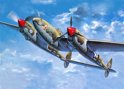 Aviões militares, relâmpago Lockheed P-38, HD papel de parede HD wallpaper