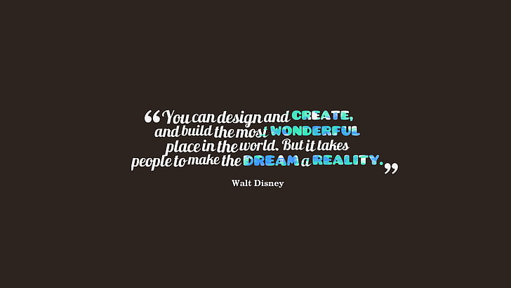 Walt Disney cytat tekst, cytat, typografia, brązowe tło, Walt Disney, Tapety HD