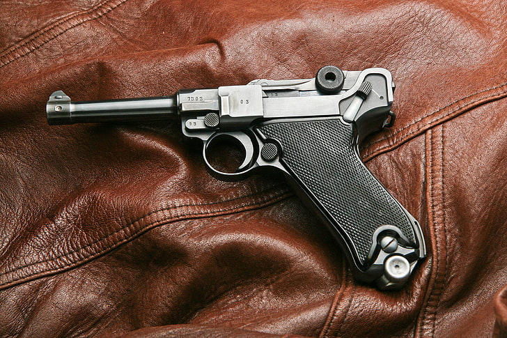 сив и черен пистолет, пистолет, оръжия, P08, Luger, HD тапет