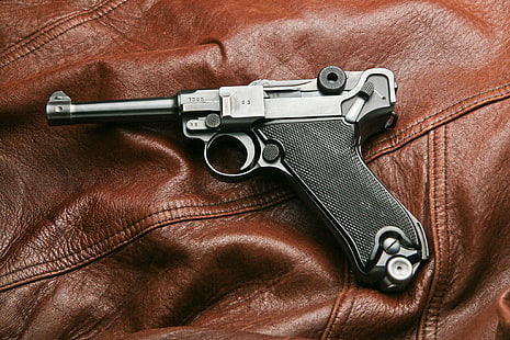 gray and black pistol, gun, weapons, P08, Luger, HD wallpaper HD wallpaper