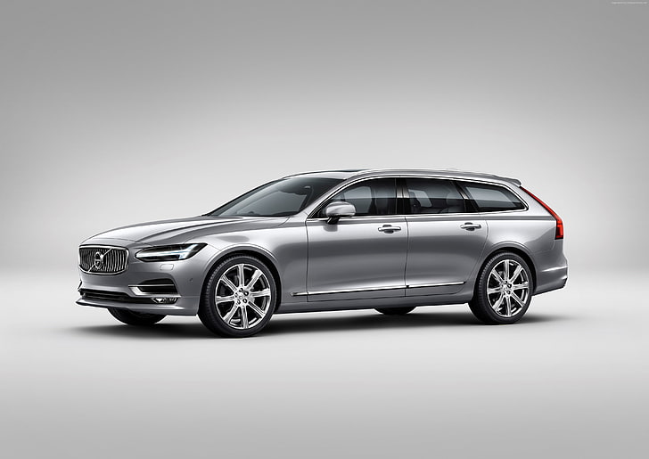 Salón del automóvil de Ginebra 2016, gris, sedán, Volvo V90, Fondo de pantalla HD