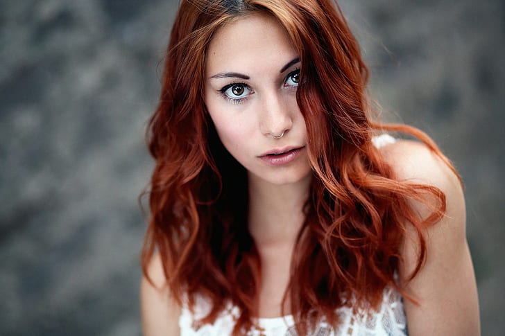 women, portrait, face, nose rings, Victoria Ryzhevolosaya, redhead, HD wallpaper