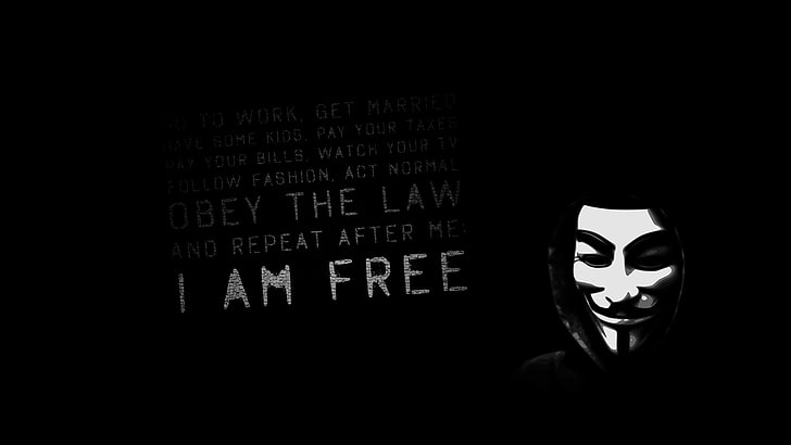 Je suis libre et texte sur fond noir, Dark, Anarchy, Fond d'écran HD