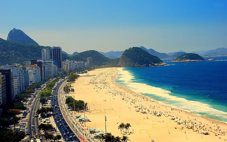 Природа пляж Городские пейзажи море Бразилия Копакабана 2560x1600 Природа Пляжи HD Арт, природа, пляж, HD обои