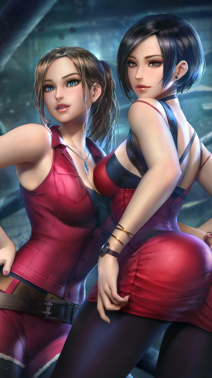 Ada Wong, Claire Redfield, Resident Evil, Resident Evil 2, Resident Evil 2 Remake, Resident Evil HD Remaster, video game art, video game girls, video game characters, Video Game Horror, HD wallpaper