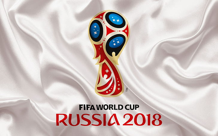 sport, logo, Russia, football, soccer, World Cup, FIFA, white background, FIFA World Cup, official logo, Russia 2018, HD wallpaper