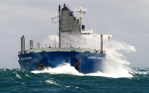 кораб, море, вълни, Bulk Carrier, превозно средство, HD тапет HD wallpaper