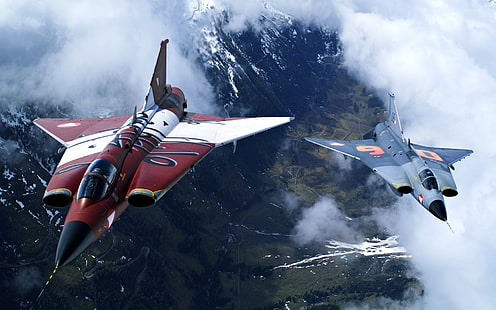 เครื่องบินรบเจ็ทไฟท์เตอร์เครื่องบินทหาร Saab Draken Saab Viggen, วอลล์เปเปอร์ HD HD wallpaper
