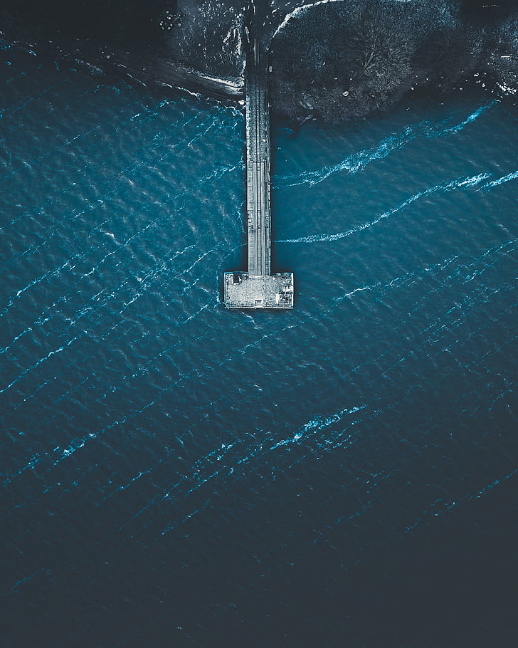 body of water and bridge, pier, sea, top view, helsinki, finland, HD wallpaper