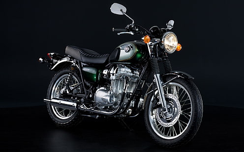 Kawasaki W800, черно-серый стандартный мотоцикл, Мотоциклы, Kawasaki, HD обои HD wallpaper