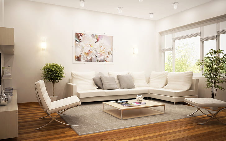 Fabulosa sala de estar, juego de sala, sofá, sala de estar, diseño de interiores, diseño del hogar, Fondo de pantalla HD