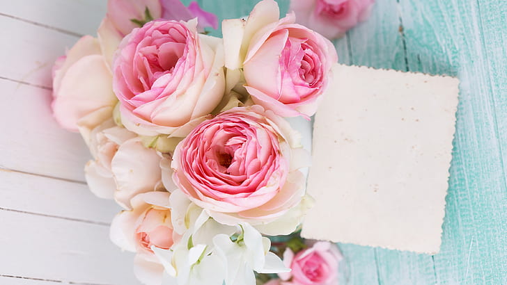 Pink rose flowers, bouquet, wood board, Pink, Rose, Flowers, Bouquet, Wood, Board, HD wallpaper