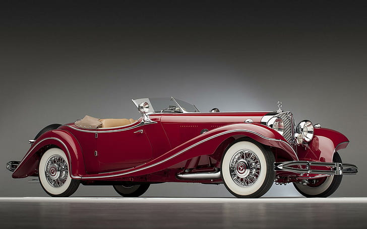 1935 Mercedes-Benz 500K, mobil convertible vintage merah, mobil, 1920x1200, mercedes-benz, mercedes-benz 500k, Wallpaper HD
