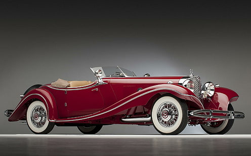 1935メルセデスベンツ500 K、赤いビンテージコンバーチブル車、車、1920 x 1200、メルセデスベンツ、メルセデスベンツ500 k、 HDデスクトップの壁紙 HD wallpaper
