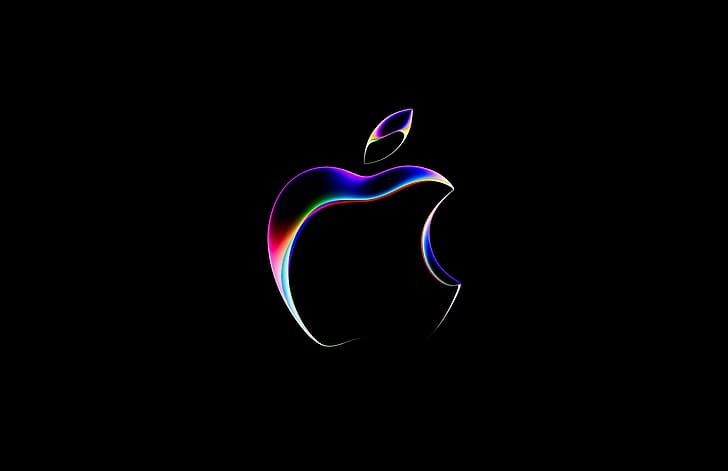 Apple Inc., apples, simple background, minimalism, logo, black background, corporation, capitalism, HD wallpaper