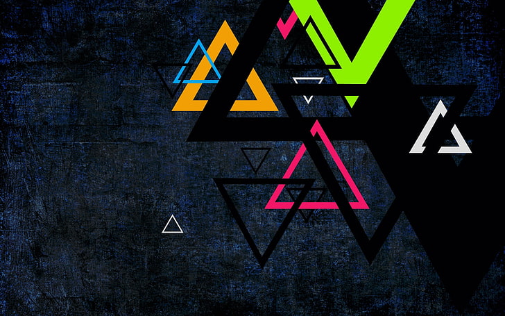 assorted-color triangle digital wallpaper, triangle, colored, background, dots, color, HD wallpaper