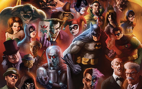 Персонажи комиксов DC, комиксы, комиксы DC, Бэтмен, Робин, Ядовитый плющ, Женщина-кошка, Пингвин, HD обои HD wallpaper