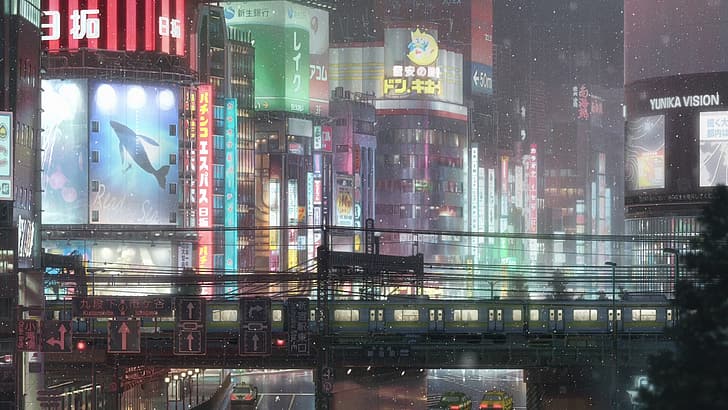 アニメ、日本、天器の子、都市、Weathering With You、雨、 HDデスクトップの壁紙