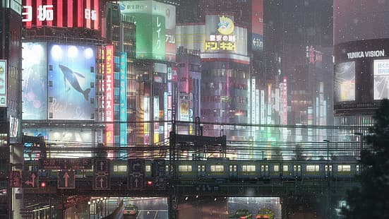 อะนิเมะ, ญี่ปุ่น, Tenki no Ko, เมือง, Weathering With You, ฝน, วอลล์เปเปอร์ HD HD wallpaper