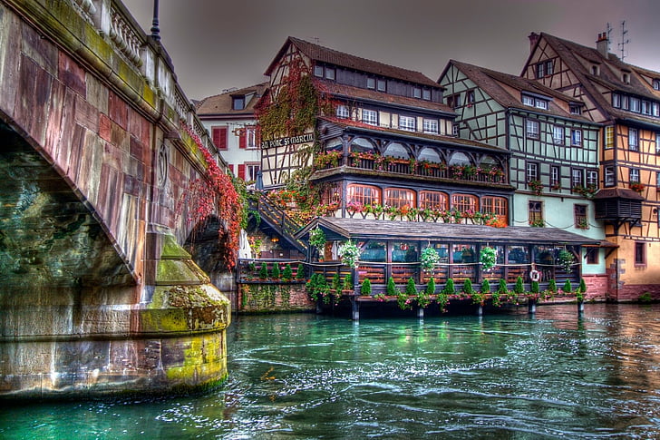 Cities, Strasbourg, Bridge, Canal, Colorful, Colors, France, HDR, House, Man Made, HD wallpaper
