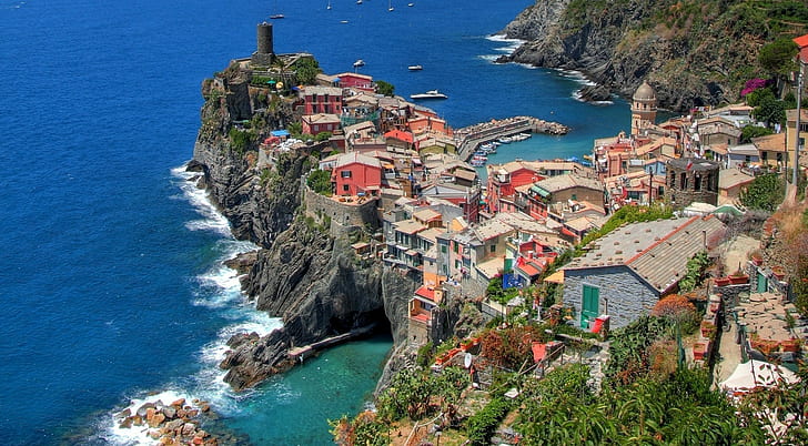 Italy, The Ligurian sea, Vernazza, The Mediterranean, HD wallpaper