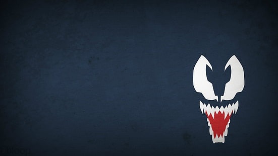 Logo Carnage, minimalisme, oeuvre d'art, dessin animé, bleu, Blo0p, bandes dessinées Marvel, Venom, méchants, Fond d'écran HD HD wallpaper