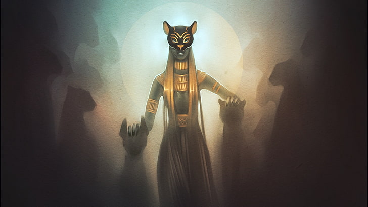 Egípcio, bastet, gato, HD papel de parede