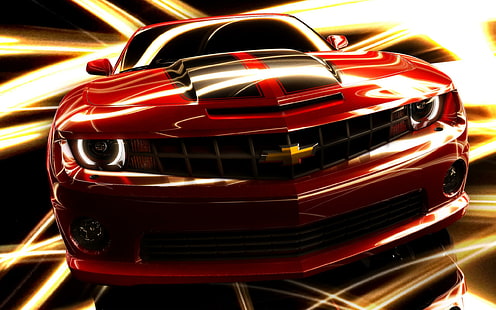 GM Camaro, auto chevrolet rojo, camaro, autos, chevrolet, Fondo de pantalla HD HD wallpaper