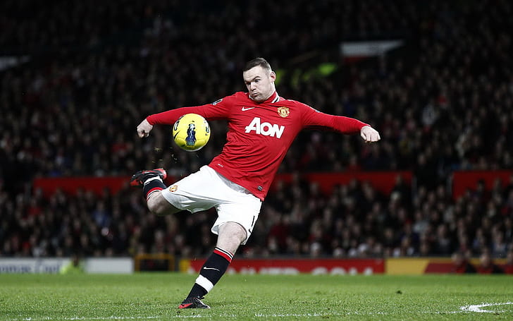 MU Wayne Rooney Kick the Ball, ball, rooney, wayne, kick, sports, HD wallpaper