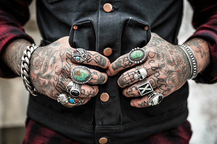 Фотография, мъже, ръка, мъж, пръстен, сребро, татуировка, HD тапет
