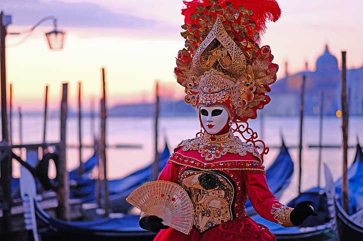 style, mask, fan, Italy, costume, Venice, carnival, HD wallpaper