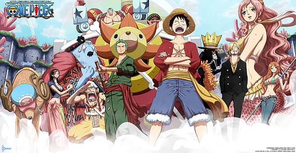 อะนิเมะ, One Piece, Brook (One Piece), Franky (วันพีช), Jinbe (One Piece), Monkey D. Luffy, Nami (One Piece), Nico Robin, Pappug (One Piece), Sanji (One Piece), Shirahoshi (One Piece), ซันนี่ (One Piece), โทนี่โทนี่ช็อปเปอร์, อุซป (วันพีช), โซโลโรโรโนอา, วอลล์เปเปอร์ HD HD wallpaper