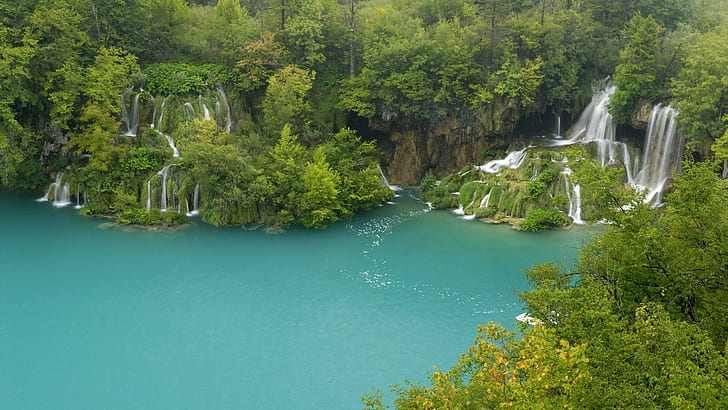 Parco nazionale dei laghi di Plitvice, Croazia, lago, natura, albero, cadute, cascata, acqua, luce del giorno, fluente, 3d e astratto, Sfondo HD