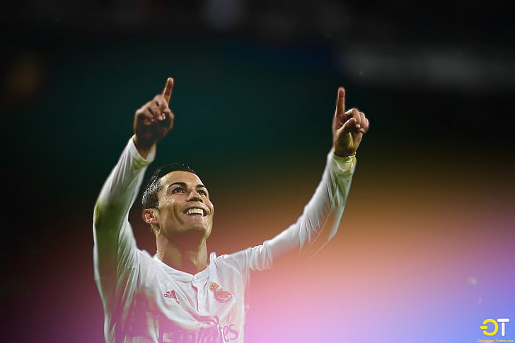 camiseta Henley gris, Cristiano Ronaldo, Real Madrid, filtro, fútbol, ​​hombres, Fondo de pantalla HD
