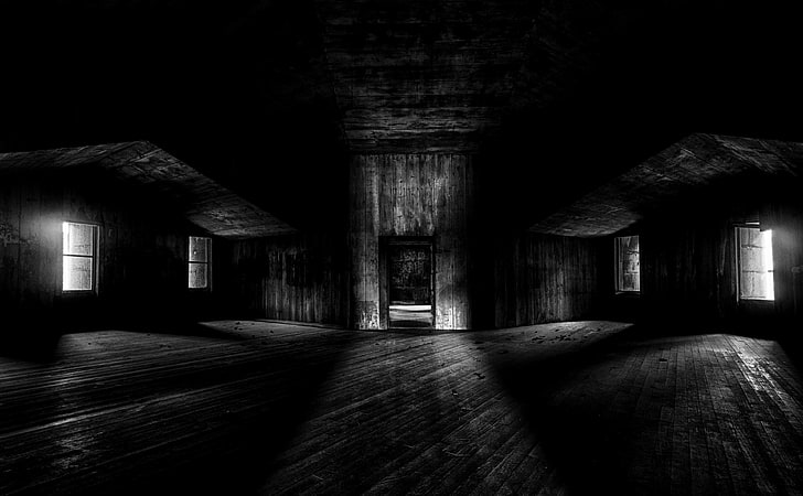 The Way Will Be Revealed, grayscale photography of house, Holidays, Halloween, Dark, White, Black, Wood, Island, Fort, Shadows, Structure, Spooky, Norfolk, Harbor, Massachusetts, boston, Hourglass, Warren, angles, unitedstates, blackwhite, georges, highlight, quincy, HD wallpaper