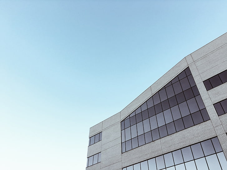 white and gray concrete building, architecture, building, sky, minimalism, HD wallpaper