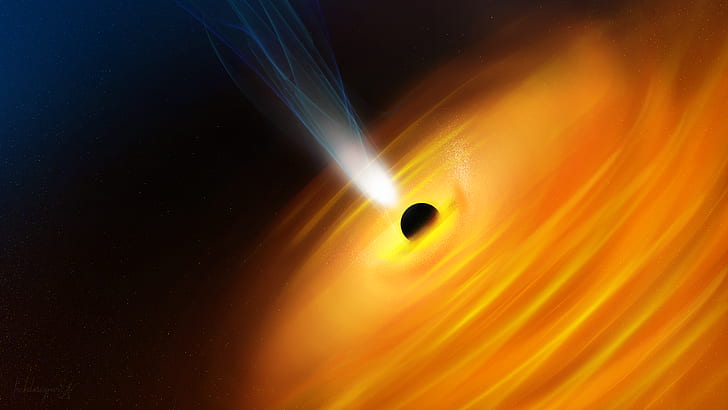 черные дыры, цифровое искусство, сверхмассивная черная дыра, HD обои
