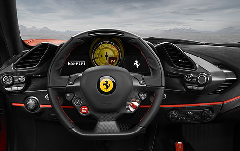 4K, автосалон в Женева, интериор, 2018 г., Ferrari 488 Pista, HD тапет HD wallpaper
