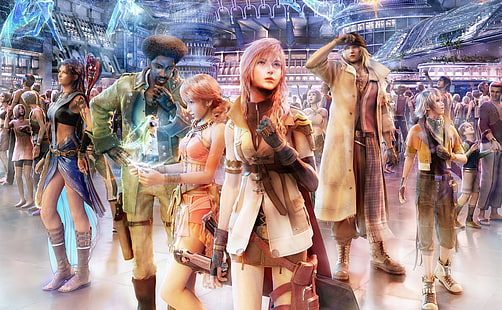 FFXIII Gruppe auf Nautilus, Final Fantasy Digital Wallpaper, Spiele, Final Fantasy, Final, Fantasy, xiii, Nautilus, HD-Hintergrundbild HD wallpaper