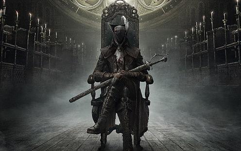 karaktär som håller svärd och sitter på fåtölj, Bloodborne, videospel, Lady Maria, HD tapet HD wallpaper