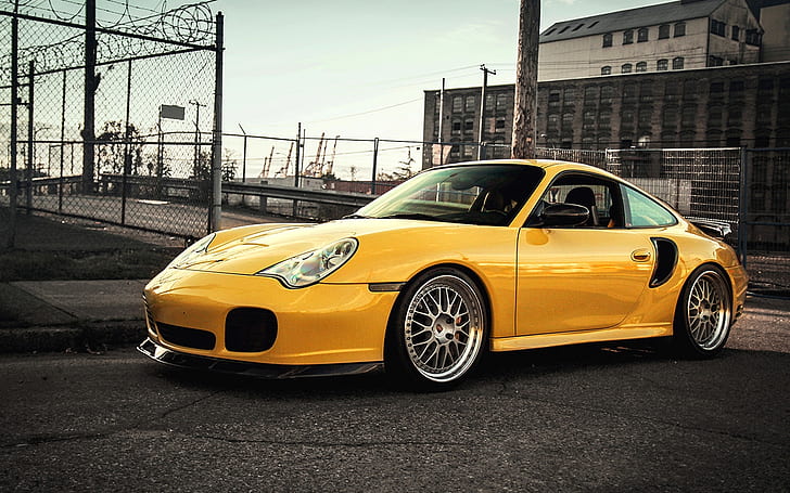 Porsche HD, yellow porsche sports coupe, vehicles, porsche, HD wallpaper