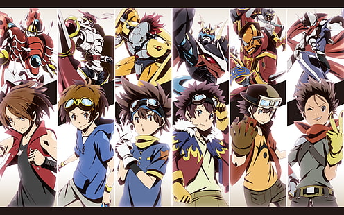 Collage di personaggi Digimon, Digimon Adventure, Digimon, Digimon Frontier, Digimon Tamers, Digimon Savers, Sfondo HD HD wallpaper