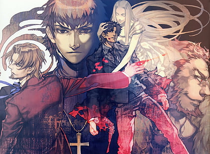 Seria Fate, Fate / Zero, Irisviel Von Einzbern, Kirei Kotomine, Kiritsugu Emiya, Rider (Fate / Zero), Tokiomi Tohsaka, Tapety HD HD wallpaper