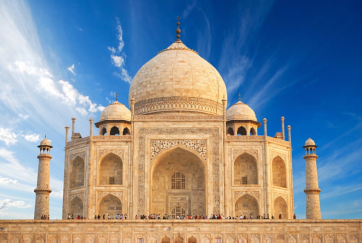 mesquita marrom, castelo, Índia, monumento, templo, Taj Mahal, O Taj Mahal, Agra, Casstle, Uttar, Pradesh, HD papel de parede