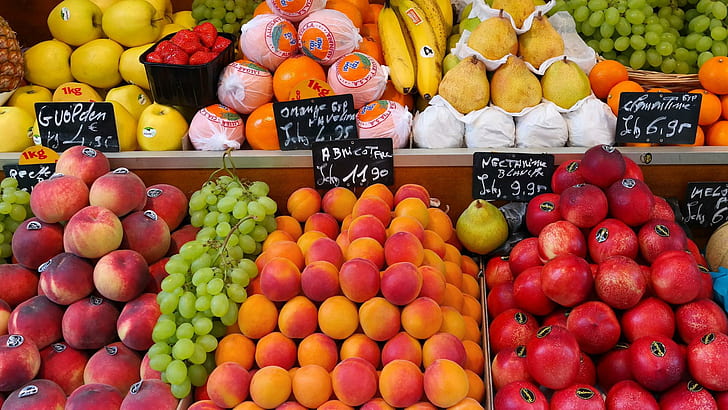 Фруктовая энциклопедия, супермаркеты, фрукты, уличные рынки, фруктовая энциклопедия, супермаркеты, фрукты, уличные рынки, HD обои
