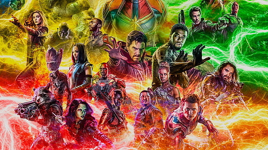 The Avengers, Avengers EndGame, Black Panther (Marvel Comics), Doctor Strange, Drax The Destroyer, Falcon (Marvel Comics), Gamora, Groot, Mantis (Marvel Comics), Rocket Raccoon, Scarlet Witch, Spider-Man, Star Lord, Vision (Marvel Comics), War Machine, Winter Soldier, Tapety HD HD wallpaper