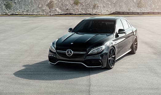  Mercedes, AMG, Black, C63, W205, HD wallpaper HD wallpaper
